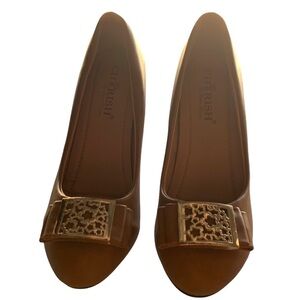 Cherish faux leather pumps with bow heels